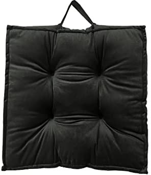GC GAVENO CAVAILIA Velvet Seat Cushion For Elderly Armchairs | Indoor Outdoor Chair Pads Sofa Cushions 45x45 Cm | Velvet Black Cushion Covers With Ties | Kitchen Garden Dining Chair Cushions