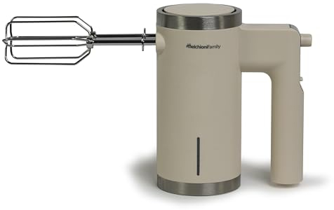 Melchioni Family | Sbattitore Elettrico BIANCA Senza Fili e Ricaricabile, con 2 Fruste in Acciaio e Regolabile con 5 Velocità, Colore Bianco