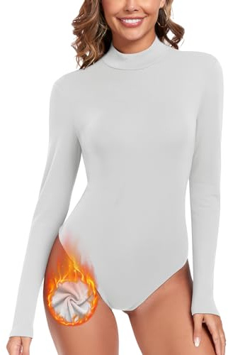 WOWENY body a collo alto da donna maglione termico a collo alto in pile a maniche lunghe caldo e confortevole camicia elegante con colletto rialzato
