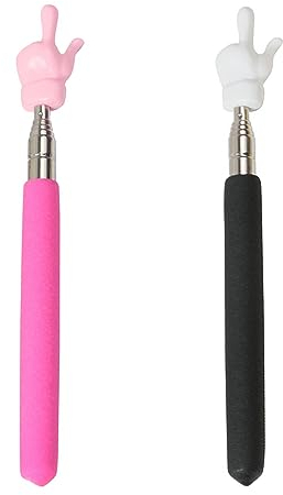 2 Piezas Puntero Retráctil Para Aula, Puntero de Mano Extensible, Palo de Puntero de Dedo, Puntero de Enseñanza, Presentaciones de Enseñanza ( Negro, Rosa )