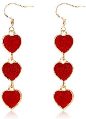 Valentinstag Ohrringe, Herz-Ohrringe Herz Tropfen Ohrringe Süße Liebes-Ohrringe Herz-Ohrringe für Frauen und Mädchen Valentinstag Geburtstagsgeschenk