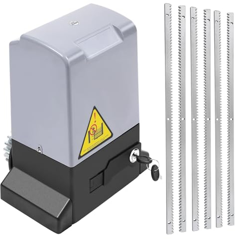 Juego de accionamiento para puerta corredera hasta 1600 kg, accionamiento para puerta de patio, accionamiento de puerta de garaje con 2 mandos a distancia, abridor automático de puerta corredera con 6