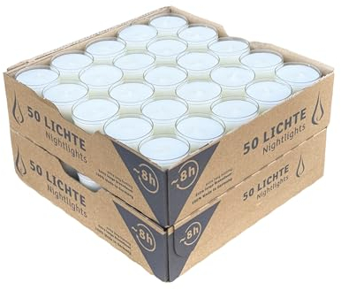 Horeca Candles - Lot de 100 Bougies Chauffe-Plat Blanches - Durée 8 Heures - Transparent - Paraffine non Parfumée - Pour Mariage, Décoration, Gastronomie