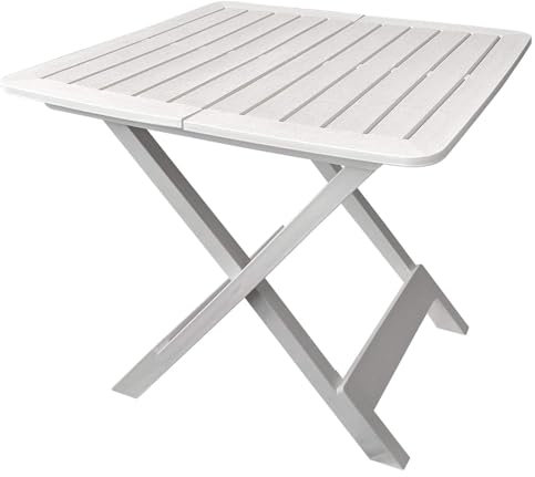 VIRSUS Tavolo Pieghevole da Giardino in Plastica di colore Bianco, Misura 79x72x70 cm, Salvaspazio Facile da Riporre, Tavolino da Campeggio, Terrazzo, per Esterno ed Interno -TEV409F