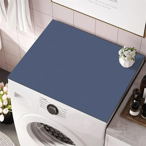 Odot Tapis de Protection pour Dessus de Machine à Laver, Couleur Unie Antidérapant Housse de Machine à Laver pour Machine à Laver ou Sèche-Linge Buanderie Réfrigérateur Cuisine (50x50cm,Bleu foncé)