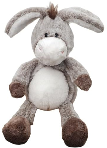 Süßer Grauer Esel Stofftier - Kuscheltier für Kinder, Jungen & Mädchen - Weicher Plüschesel zum Kuscheln und Spielen - Geschenk