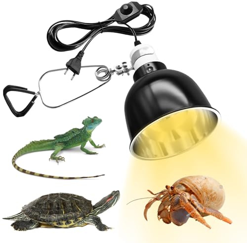 Lámpara de calor para reptiles, 5,5 pulgadas, lámpara de calefacción, portalámparas de terrario, lámparas de cúpula de terrario de reptiles E27 lámpara reflectora de aluminio para tortuga, gamón