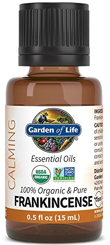 Garden of Life Essential Oil, Frankincense 0.5 fl oz (15 mL), 100% USDA Organic & Pure, Clean, Undiluted & Non-GMO - for Diffuser, Aromatherapy, Meditation, Skincare - Calming, Uplifting, Soothing