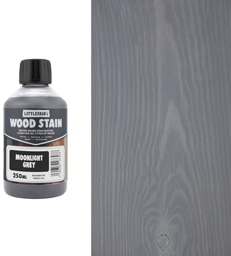 Littlefair's Wood Stain Water-Based - (Moonlight Grey) – Non-Toxic, Eco-Friendly & Quick Drying - Easy-to-Apply, Concentrated Formula for All Wood Types – 250ml