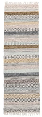 RugVista Ester, Teppich, Kelim Modern, 80 x 350 cm, Rechteckig, Mittlerer Stapel, Nur chemische Reinigung, Care & Fair Zertifiziert, Mehrfarbig