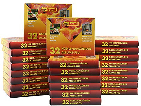 FAVORIT 24 Pack Kohleanzünder á 32 Würfel = 768 Stück Grillanzünder BBQ Anzünder