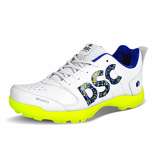 DSC Unisex Beamer Cricket Shoes | Grey/White | for Boys and Men | Light Weight | Durable | 9 UK, 10 US, 43 EU