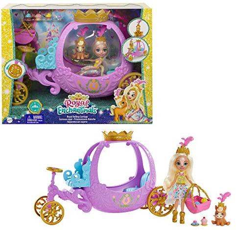 Enchantimals GYJ16 - Spielset Rollende Kutsche für Prinzessinnen (20,5 cm), aus der Royals Kollektion, Peola Pony Puppe und Tierfigur, 7 Zubehörteile, tolles Geschenk für Kinder von 3 bis 8 Jahren