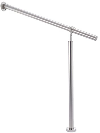 CO-Z Stainless Steel Handrail, 100x90 cm Interior Exterior Handrail for 2-3 Steps, Hand Support Railing for The Elderly & Others, Outdoor Indoor Bannister Rail with Wall Fittings and Metal Plugs