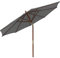 paramondo paramadera Sonnenschirm Holz-Sonnenschirm Knickbar Rund 3 m Gartenschirm Höhenverstellbar Maststärke 48 mm Grau