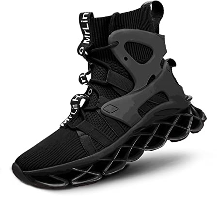 Hello MrLin Chaussures de Course antidérapantes pour Homme, athlétique, Tennis, Marche, Hip-hop, Noir/Blanc, 46 EU