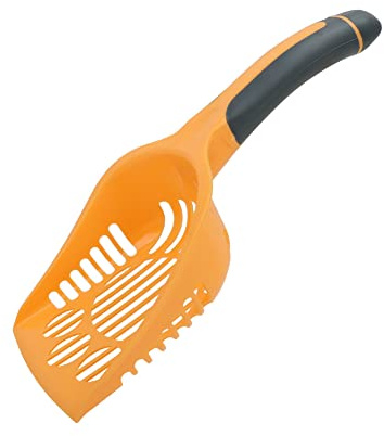 NALEINING Cuchara de arena para gatos, flexible y ligera, pala de plástico grande, eficiente, duradera, para muchos tipos de arena para gatos (05 naranja)