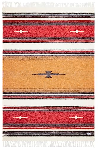 Steppenwolle® Wolldecke Patagonia (135x200 cm) Decke Boho aus 100% Schurwolle | Wolldecke für Kinder & Erwachsene | Bunte Decke in rot gelb schwarz | Fair produziert in der EU