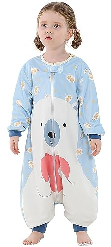 HAHASHOW Saco De Dormir Para Bebé Con Piernas 1.5 Tog 1-6 Años | Lavable a máquina, Fácil de poner y quitar, Tejido de poliéster suave, Adecuado para todas las estaciones
