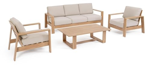 Lounge mit Sesseln und Tisch Baltic natur Aluminiumrahmen für Veranda und Garten