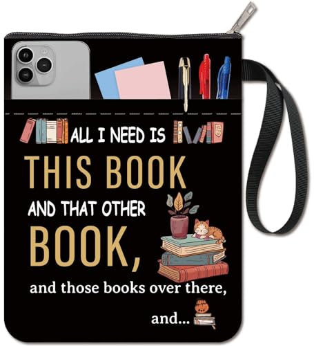 CRASPIRE Buchumschläge Mit Wörtern Schwarzer Buchschutz Buchmuster Katzenbuchhülle Für Taschenbücher Waschbarer Buchumschlag Aus Stoff Mit Reißverschluss Und Zusätzlicher Ärmeltasche Für Buchliebhaber