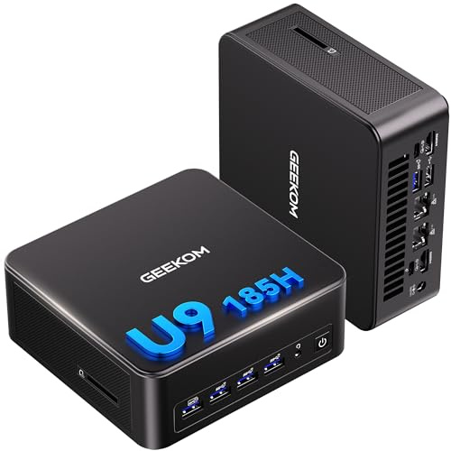 GEEKOM IT13 Max Business Mini PC, Intel Ultra 9 185H, 24GB LPDDR5 500GB SSD | Compagnon IA pour la productivité, codage d'idées et montage vidéo – GPU Arc, double LAN 2,5 GbE, WiFi 7, 4 écrans 8K