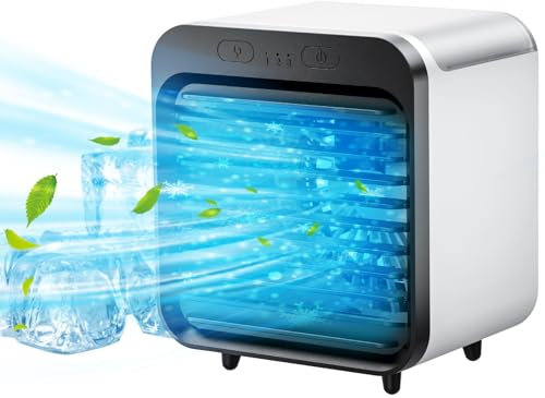 Portable Air Conditioner, Portable Desk Fan Air Conditioning Unit USB Fan with Water Tank 3-in-1 Personal Evaporative Coolers for Home Office & Room