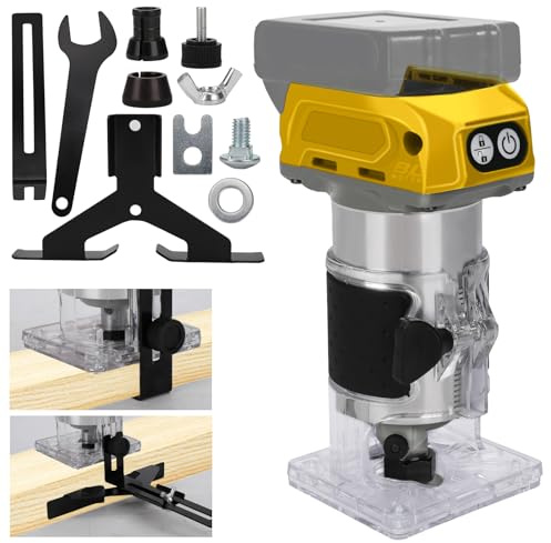Cordless Palm Router for Dewalt 18V/20V Battery, 30000rpm Hand Router | 800W Brushless Motor, 5 Variable Speeds, 6.35mm Trim Diameter, for Woodworking (NO Battery)