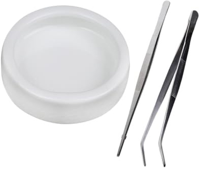 LOLIPPYY 3 Stück Reptilien Futternapf Aus Keramik Mit Gerader Und Gebogener Edelstahl Futterpinzette Futterschale Mittel Reptilienbedarf Für Schildkröten Eidechsen Und Kleintiere