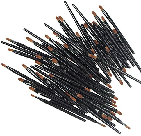 50 Pieces Lip Brushes, Pro Multifunctional Makeup Brush, Lipstick Gloss Wands Applicator Cosmetic Tool Kits, Black