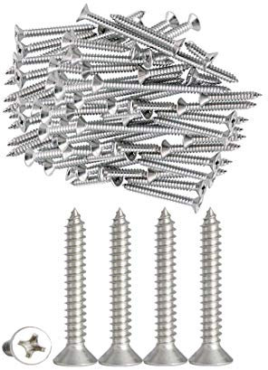 100pcs Qrity M4 x 30mm Stainless Steel Self Tapping Screws Phillips Flat Head Srews DIY Woodworking Screws (100PCS M4 x 30mm)