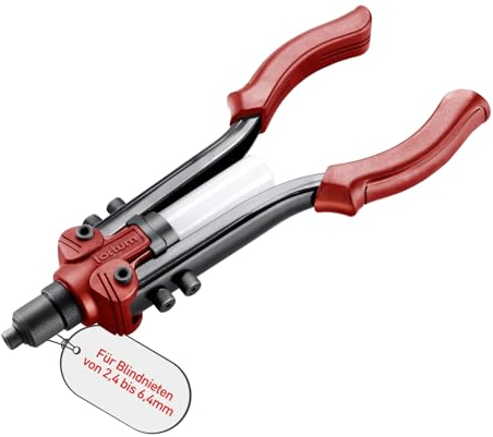 FORTUM Pinze per rivetti ciechi da 2,4 – 6,4 mm in alluminio, ottone, acciaio e acciaio inox, pinza per rivetti a risparmio energetico