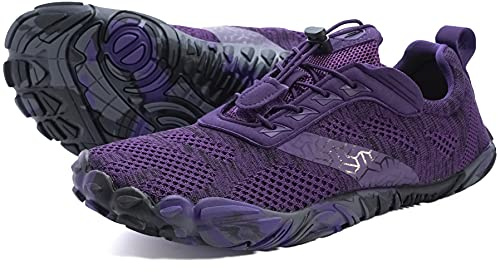 Joomra Women Barefoot Running Tennis Shoes Size 7.5-8 Minimal for Ladies Runner Purple Gym Fitness Athletic Hiking Trekking Walking Toes Trail Sneakers Workout Five Fingers Footwear 38