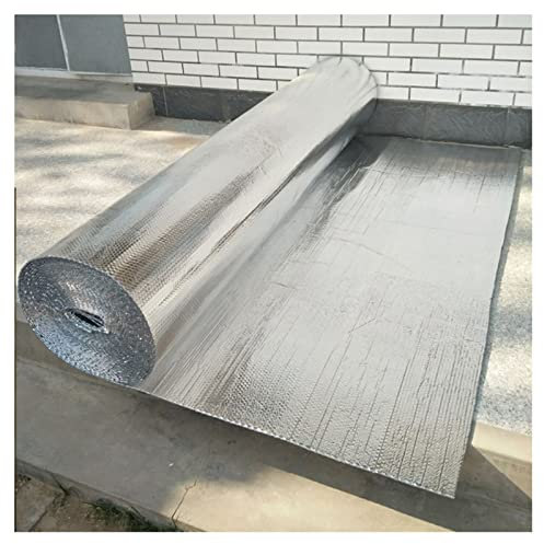 Rotolo Isolante Riflettente,Impermeabile Doppio Alluminio Bolla,Autoadesiva Isolante Termico Doppio Foglio Isolante in Alluminio,per Pareti del Tetto Pavimenti Garage Piani,3mm（thk）,1*4M(4m²)