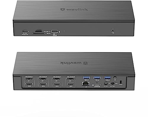 WAVLINK USB C/USB 3.0 Quad 4K Dual 5K@60Hz Docking Station,100W PD/DC Charging for Thunderbolt 3/4,Windows/Mac,MacBook Neo,4 HDMI(2.0),4 DP(1.2),SD 4.0 Card Reader,2.5G Ethernet,USB 3.1/3.0-A