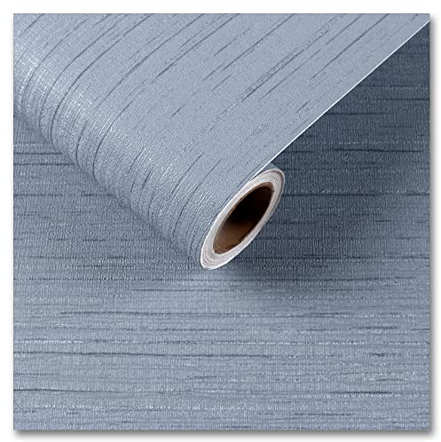 CRE8TIVE Blue Grasscloth Wallpaper Fabric Peel and Stick Wallpaper for Living Room Linen Textured Vinyl Wrap for Bedroom Contact Paper Self Adhesive Sticky Back Plastic Roll 30cm x 200cm
