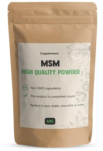 Cupplement MSM Pulver 60 Gramm Kostenlose Scoop - MSM-Präparate - Kein Pulver, 1000 mg, Gel oder Tabletten - Rein - MSN - Superfood - Anti Aging - Msmpowder - Hochdosiert - Pferd