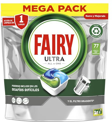 Fairy Platinum Normal, Cápsulas De Lavavajillas Todo En Uno, 77 Cápsulas, Para Los Restos Más Difíciles, Limpia Incluso La Grasa De Los Filtros