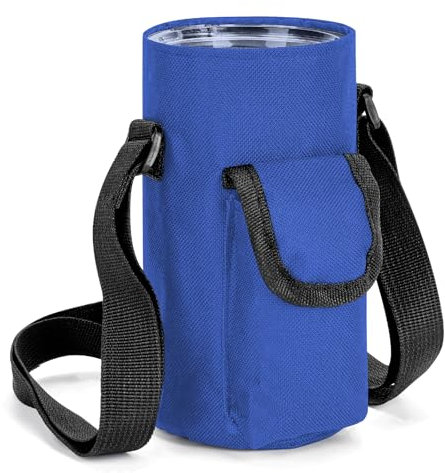 Linkidea Tumbler Carrier with Strap Compatible with YETI Rambler Tumbler 20oz, IRON °FLASK Classic Tumbler 2.0 20/24oz, Coffee Mug Sling Bag Holder, Shoulder Strap with Pocket, Blue