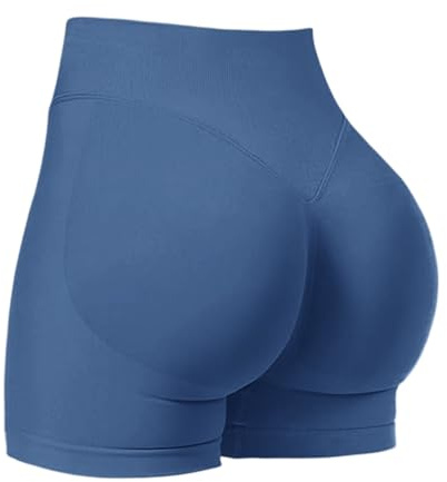 JN JANPRINT Womens Running Gym Cycling Shorts Hidden Scrunch Bum Butt Lifting High Waisted 4.5 Seamless Booty Shorts Blue Grey