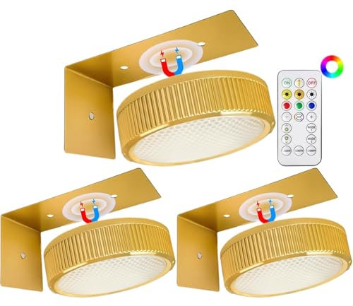 Luce per pittura a batteria, luci magnetiche senza fili | 3 luci dimmerabili per quadri | Ritratto per cornici d'arte e opere d'arte, lampada per esposizione artistica ad alta luminosità per