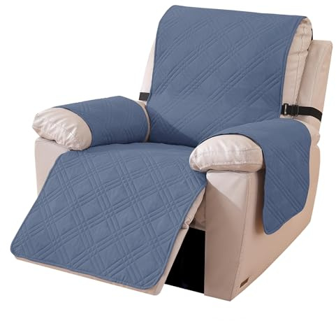 Ystyle Copripoltrona Relax Reclinabile, Reversibile Copri Poltrona Con Braccioli Universale, Copertura Poltrona Elettrica Antigraffio Antimacchia (1 Posto, Grigio Blu + Grigio Chiaro)