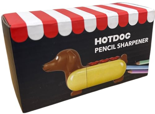 Diabolical DP1304 Hot Dog Pencil Sharpener for Kids - Funny Secret Santa Gift for Work Colleague, Funny Desk Accessories, Xmas Eve Box Fillers for Kids, Cute Stationary