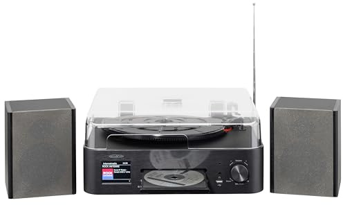 Reflexion Giradischi con altoparlante e WiFi, impianto HiFi retrò con DAB+, radio Internet, Bluetooth, CD, registrazione USB MP3, display a colori, sveglia e timer di sospensione, sistema completo con