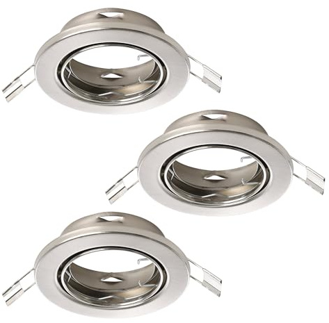 EGLO 3-pack infällda spotlights Agulo 1, vridbar taklampa | rund infälld takspot utan ljuskälla, silver stål, GU10-sockel, Ø 8,6 cm