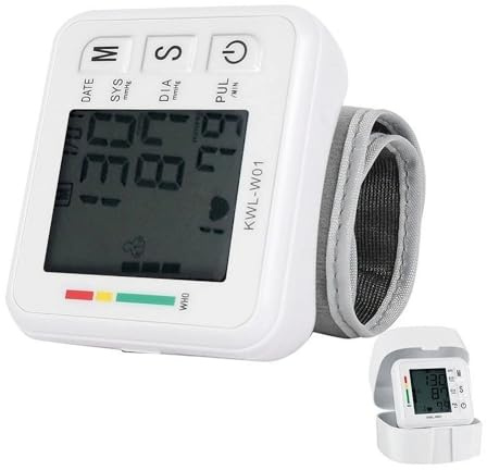 Tensiómetro de Muñeca, Monitor de Presión Arterial Digital con Pantalla LCD Grande, Memoria para 2 Usuarios (2x99), Brazalete Ajustable, Indicador de Riesgo por Colores – Uso Doméstico y Portátil