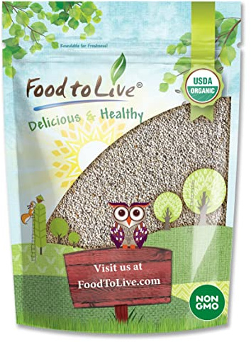 Food to Live Organic White Chia Seeds, 8 Ounces – Whole, Raw, Kosher, Keto, Sirtfood, Vegan, Bulk. Rich in Omega 3, Omega 6, Dietary Fiber, Protein. Great for Chia Pudding, Yogurt, Cereals, Smoothies