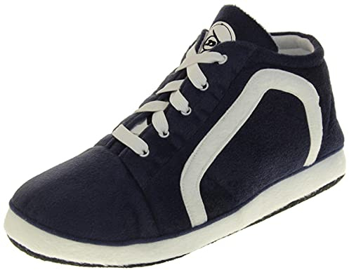 Dunlop Mens High Top Sneaker Warm Fleece Novelty Slippers Trainer Slipper Boots Black Blue Red Size UK 8 9 10 11 12 UK