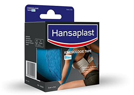 Hansaplast Kinesiologie Tape, wasserfestes Sport Tape lindert Muskelschmerzen und fördert die Durchblutung*, Kinesio Tape bietet Unterstützung für Gelenke und Muskeln*, 1 Rolle, Blau