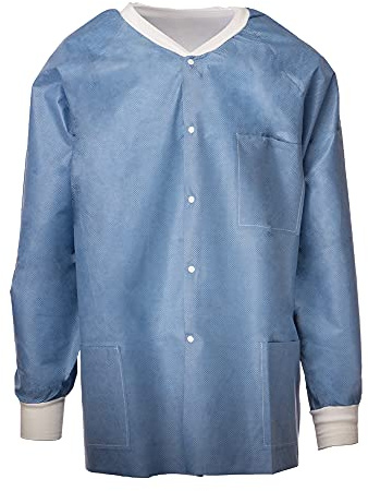 TRONEX 50 Pack Disposable Lab Jackets, Unisex Hip-Length Disposable Jackets with Long Sleeves (Medium)